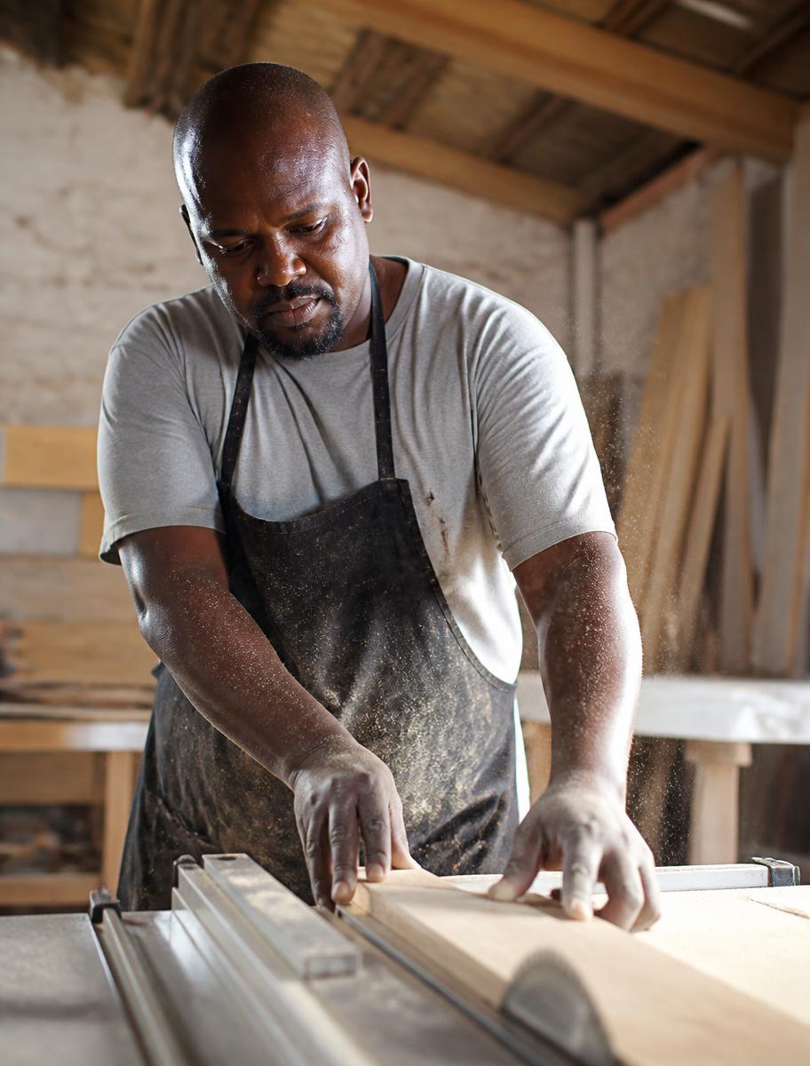 Carpentry tradesman at work