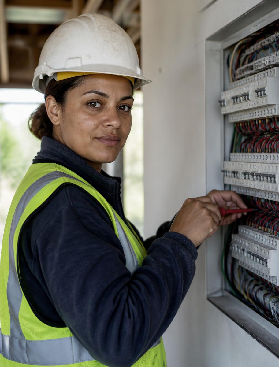 Electrical tradesman at work
